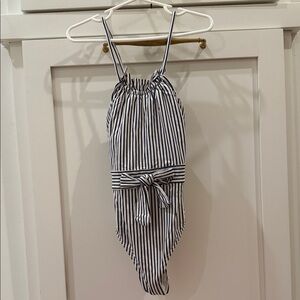 Habitual girls Striped Navy and White One-Piece Swimsuit with Waist bow